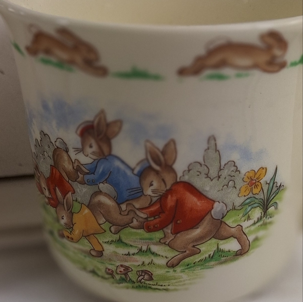 Vintage Royal Doulton Bunnykins Plate "Bath Time" 1936 English Fine Bone China - Picture 10 of 11